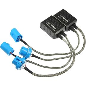 LED Car Headlight Canbus Decoder C20 9007 9004 Error Free Warning Resistors Decoder Replacement Anti Flicker Resistor Plastic Black (Set of 2)