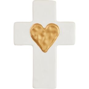 Mud Pie Ceramic and Gold Cross, Heart