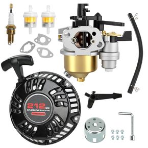 Pull Start and Carburetor Kit Compatible with Predator 212cc Non Hemi 6.5HP Engine 69730 60363 68121 Coleman Mini Bike CT200U BT200X KT196 Go Kart Generator Lawn Mower Pressure Washer Parts