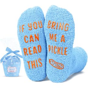 Zmart Fuzzy Funny Socks For Kids Boys Girls 7-10 Years, Funny Pickle Gifts Pickle Socks, If You Can Read This