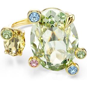 Swarovski Gema open ring, Mixed cuts, Multicolored, Gold-tone Finish, Size 6 3/4