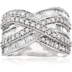 Ross-Simons 1.25 CT. T.W. الرغيف الفرعي وخاتم الطريق السريع المستدير من الماس في الفضة الاسترليني