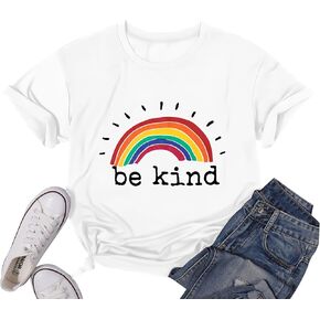 Rainbow Graphic Short Sleeve Inspirational Shirt Funny Casual Tee Shirts