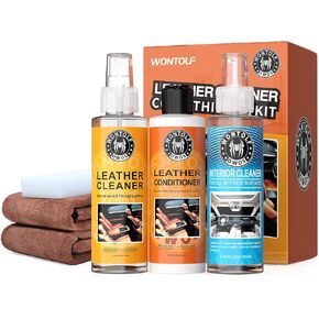 Leather Cleaner and Conditioner Non-Toxic Gentle Total Interior Cleaner Car Wash Kit, Leather Boot Care Kit, Safe for Use on Car Interiors, Leather Apparel, Furniture, Sofa, Shoes, Bags