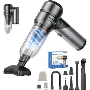 Car Vacuum Portable Cordless with 18000Pa Suction, 4 in 1 Air Duster & Mini Vacuum Cleaner High Power Foldable Rechargeable, Brushless Motor Airify Pro Handheld Vacuum for Car Home Office