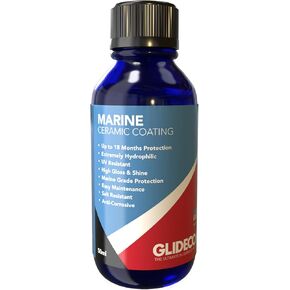 Glidecoat Marine Ceramic Coating - 50ml - UV Protection, Enhanced Gloss, Super Hydrophobic Surface Repels Dirt, Salt, Water and more - DIY Friendly Ceramic Coating for Boats - Boat Wax Alternative