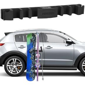 Hikeen Magnetic Ski Snowboard Vehicle Mount,Holders to Prevent Ski Snowboard and Ski Pole from Tipping Over | Vehicle Paint Protection | Holds Up to 4 Pairs Skis or 2 Snowboards,2 Ski Poles