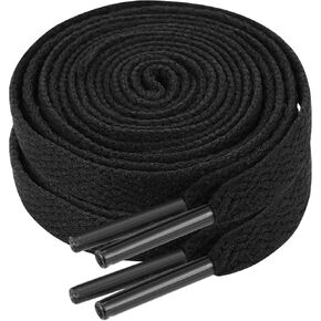 Ouligay 2 Pairs Black Shoe Laces for Sneakers Flat Shoelaces 5/16" Shoe Strings for Athletic Shoes Running Shoes Sneakers Boot Women Men Kids