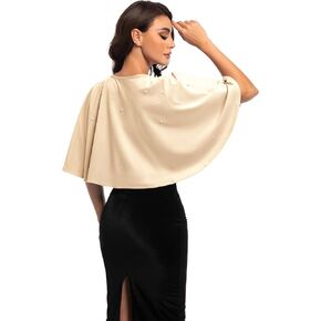Women's Soft plush Shawl Wraps Shrug stunning pearls for Evening Dress Wedding Cape Cover Up 1920s White Shawl