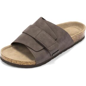 FITORY Mens Soft Footbed Sandals,Cork Slides with Adjustable Straps Size 7-13.5