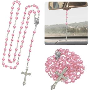 2PCS Car Rearview Mirror Charms, Interior Pendant Decorations with Medal and Cross, Hanging Accessories for Women and Men (Black)
