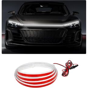 Car Hood Light Strip, 71 Inch Flexible Dynamic Engine LED Daytime Running Light Strip, Universal Waterproof Engine Hood Cover Decor Headlight Strip for Cars Trucks SUVs (White, 71 Inch)
