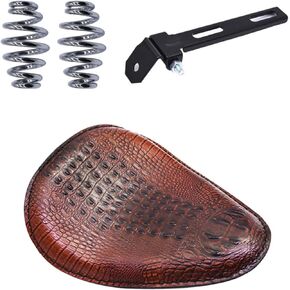 Motorcycle Soft Leather Solo Seat Spring Bracket Replacement for Honda Bobber Chopper Brown