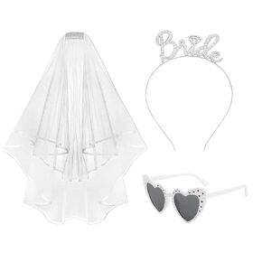 Bridal Veil White Double Ribbon Edge Wedding Veil with Comb, White Double Ribbon Edge Center Cascade Bridal with Comb for Wedding Bachelorette Party