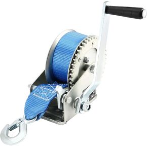 JEUIHAU 1200 Lbs Heavy Duty Hand Winch with 23 Ft Blue Strap, Manual Winch for Pulling ATV, Boat, Truck Trailer