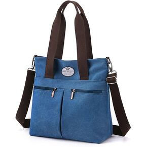 HUA ANGEL Women's Canvas Tote Bag Lightweight Crossbody Purse Multi-Pocket Durable Handbags for Work College Shopping Beach