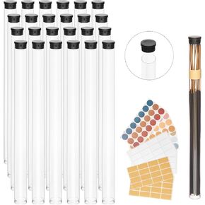 Clear Plastic Tube with Black lid, 12 Pack, Storage Holder for 8-10 inch Incense Sticks, Preserves Aroma (12)