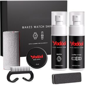 Watch Cleaner & Scratch Remover Kit - طقم لإصلاح تنظيف وإصلاح التلميع المتميز مع قطعة قماش من الألياف الدقيقة ، إسفنجة غير لامعة ، فرشاة التنظيف ، إكسسوارات التنظيف والتجديد المثالية لجميع الساعات