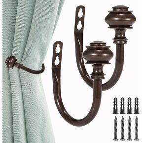 Sumnacon Set of 2 Decorative Curtain Holdbacks,Elegent Wall Mounted Aluminum Alloy Window Drapery Tiebacks for Bedroom, Livingroom Office Come with Screws, Grey