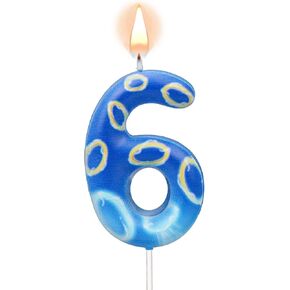 Number Candle, Blue Birthday Candle Anime Themed Birthday Candle Cartoon Candles Cake Topper for Boys Themed Birthday Decoration (Number 5)