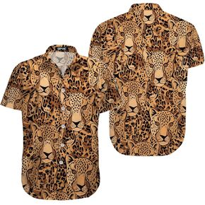 Cat Print Short Sleeve Button Shirt, Funny Cat Lover Hawaiian Shirt for Unisex, Cat Owners Gifts