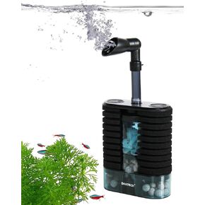 UPETTOOLS Aquarium Filter Sponge Filter, Submersible Fish Tank Filters Built-in Fluidized Bed and Bio Balls, Aquarium Air Driven Filter with Airline Tubing for 10-30 Gallon Fish Tanks