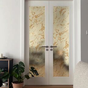 Double-Sided Peel and Stick Window Film, Self-Adhesive Window Cling with Privacy Effect, Door Covering Decal for Home Residential, Vintage Gold Cracked, 11.81"X118.11"