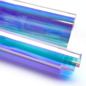 Holographic Decorative Glass Film Iridescent Window Film Adhesive Glass Film Dichroic Film Rainbow Window Film Fantasy Film for Crafts Home Decal DIY Party Decoration,17.4Inch x 78.7Inch