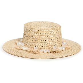 Lele Sadoughi Women's Pearl Poms Straw Hat