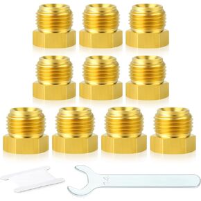 Gasher 10pcs خط الفرامل النحاس الخارجي مكونات مقبس السداس الخارجي مناسبة 3/8 "(5/8-18 مقلوب مقلوب) للوقود/الهواء/lquid/الغاز