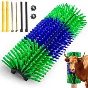 CONLI 2 PCS Livestock Scratching Brush with 8 Screws, Horse Brushes for Grooming, Cow Scratcher Goat Scratching Post Relieves Itchy Backs of Horse Sheep Cattle Pig (Yellow)