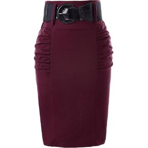 Belle Poque Women Pencil Skirt High Waisted Midi Pencil Skirt with Belt in Saudi Arabia