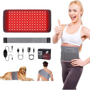 Red Light Therapy Belt for Body Pain Relief, Adjustable Lower Back Massager with Heating & Vibration, Near Infrared Light Therapy Wrap for Back Shoulder Waist Knee Women Men Dogs Cats