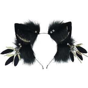 Handmade Furry Animal Ears Headwear Realistic Plush Cosplay Accessory for Party, Anime and Convention Dress-Up