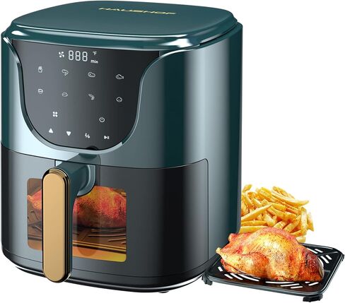 HAUSHOF 5.8 QT Air Fryer Small Oven, Digital Oil-Less Cooker Airfryer, 8 Presets Cooking Functions, Roast, Bake, Reheat, Cook Quikly with Nonstick Tray, Black in Saudi Arabia