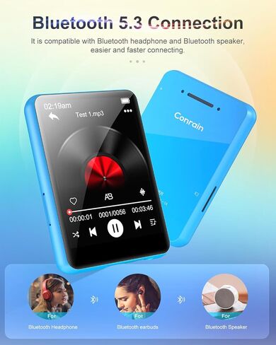 128GB MP3 Player with Bluetooth 5.3, HiFi Sound, HD Speaker, FM Radio, Voice Recorder, E-Book, 2.4" Full Touchscreen, Portable Music Player for Sports (Earphones Included) in Saudi Arabia