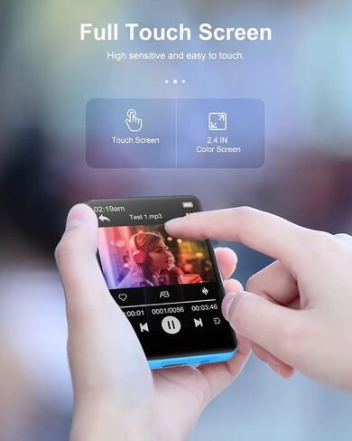 128GB MP3 Player with Bluetooth 5.3, HiFi Sound, HD Speaker, FM Radio, Voice Recorder, E-Book, 2.4" Full Touchscreen, Portable Music Player for Sports (Earphones Included) in Saudi Arabia