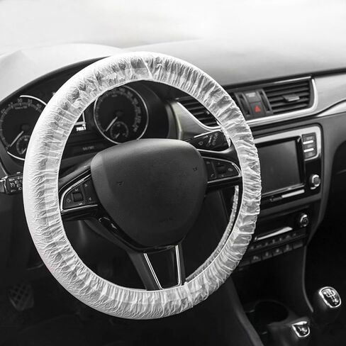 Disposable Steering Wheel Covers,Car Accessories Transparent Steering Wheel Cover,Plastic Car Steering Wheel Cover,Steering Wheel Protector with Elastic Trims for Car (Translucent-50pcs) in Kuwait