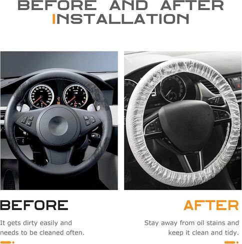 Disposable Steering Wheel Covers,Car Accessories Transparent Steering Wheel Cover,Plastic Car Steering Wheel Cover,Steering Wheel Protector with Elastic Trims for Car (Translucent-50pcs) in Kuwait