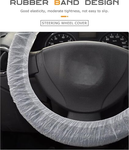 Disposable Steering Wheel Covers,Car Accessories Transparent Steering Wheel Cover,Plastic Car Steering Wheel Cover,Steering Wheel Protector with Elastic Trims for Car (Translucent-50pcs) in Kuwait