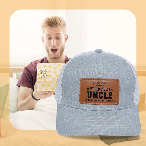 Men's Hat Gifts - Men's Cap Gifts for Father's Day Christmas Birthday Gifts Trucker Hat Leather Pattern Baseball Cap in Saudi Arabia