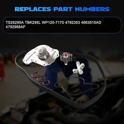 مجموعة حزام توقيت TBK295L مع مضخة مياه تناسب 300 ، Sebring ، Town & Country ، Avenger ، Charge ، Grand Caravan ، Journey ، Routan ، Challenger ، Nitro ، Pacifica ، Magnum استبدال TS26295A 4792353 4663515AD in Kuwait