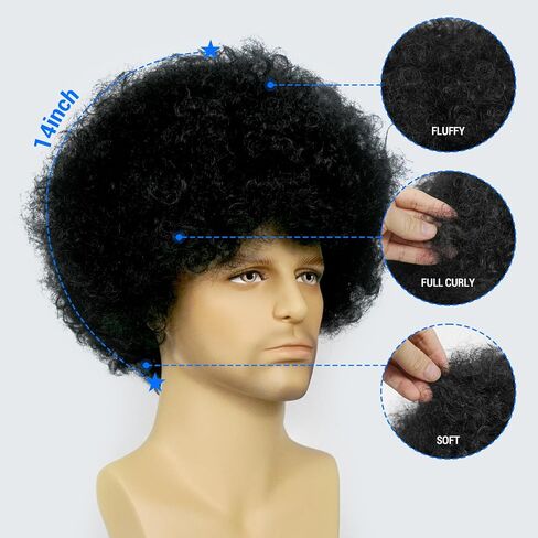 10PCS Set Mens Afro Wig 70s Wigs For Men Wigs Black Afro Wig Men Disco Wig For 70s Costume Men Funny Wigs Pelucas Para Hombres For 70s Outfits For Men For Halloween Cosplay 70s80s Party Christmas in Saudi Arabia