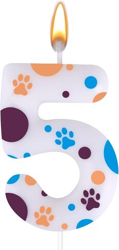 Blue Dog Paw Number 2 Birthday Candle White Number 2 Candle Dog Patrol Cake Topper Candles Blue Paw Print Theme Cake Candles for Boys Girls Baby Shower Birthday Party Decorations in Kuwait