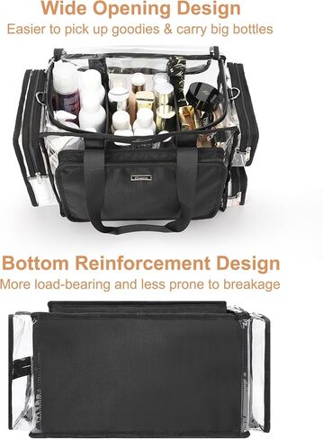 Relavel Clear Makeup Bag Extra Large Makeup Artist Kit Set, Cosmetic Storage Organizer Hair Stylist Travelling Bag, Transparent Tote Duffle Beach Toiletry Bag with Adjustable Dividers & Shoulder Strap in Saudi Arabia