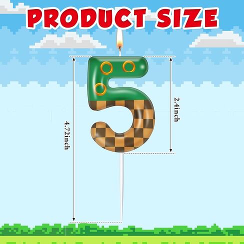 غرين هيل Zone و Golden Rings Birthday Candle Hedgehog كعكة عيد ميلاد Topper لتوصيلات ديكور مواضيع الرسوم المتحركة (6) in Kuwait