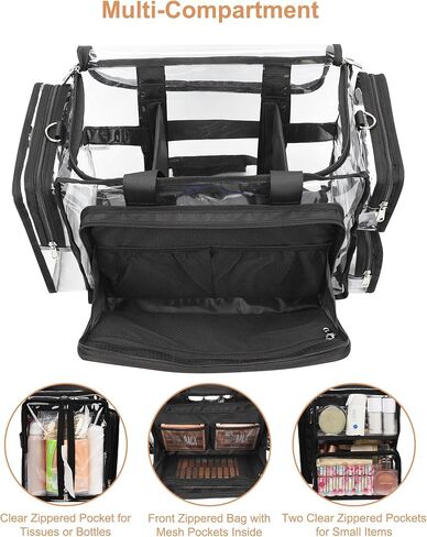 Relavel Clear Makeup Bag Extra Large Makeup Artist Kit Set, Cosmetic Storage Organizer Hair Stylist Travelling Bag, Transparent Tote Duffle Beach Toiletry Bag with Adjustable Dividers & Shoulder Strap in Saudi Arabia