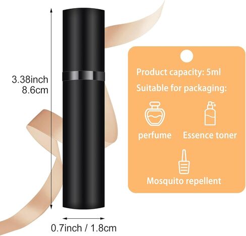 5ML Perfume Travel Refillable Dispenser, Mini Portable Cologne Sprayer, Empty Cologne Travel Spray Bottle(Matte Black) in Saudi Arabia