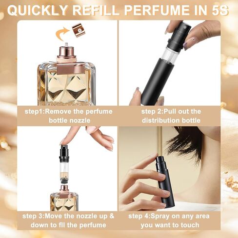 5ML Perfume Travel Refillable Dispenser, Mini Portable Cologne Sprayer, Empty Cologne Travel Spray Bottle(Matte Black) in Saudi Arabia