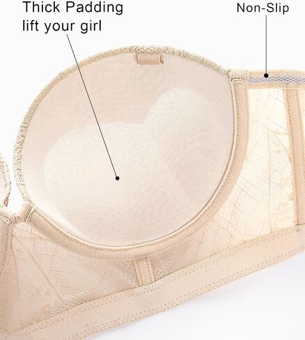 Longline Strapless Push Up Bras for Women Multiway Padded Uplift Corset Lace Bra Underwire Support in Saudi Arabia